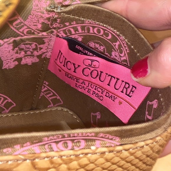 Y2K JUICY COUTURE Brown SNAKE SKIN MINI BAG Vintage train case cosmetic travel - Picture 16 of 17